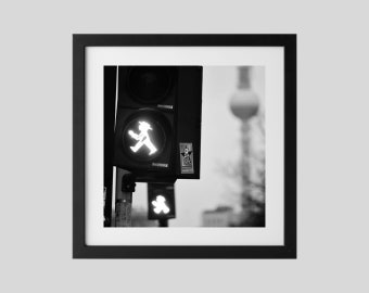 Berlin Ampelmann schwarz weiß Fotografie Druck