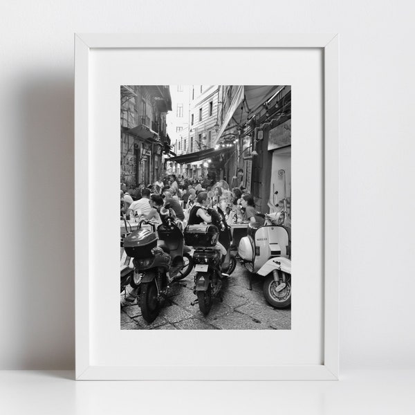 Palermo Sicily Black And White Print Vespa Poster Dining Wall Art