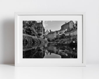 Dean Village Water Of Leith Edinburgh Black And White Photography Print