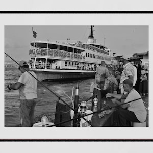 Istanbul Eminönü Fishing Black And White Photography Print Wall Art