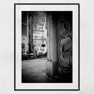 Valencia Spain Street Black And White Photography Print