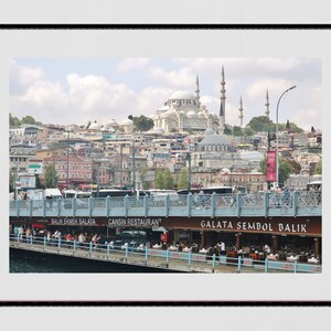 Istanbul Skyline Galata Bridge Photography Print Poster