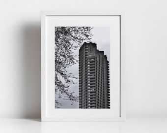 Cartel de Barbican Impresión de fotografía brutalista en blanco y negro
