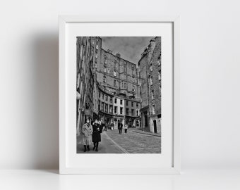 Victoria Street Edinburgh Black And White Photography Art Print