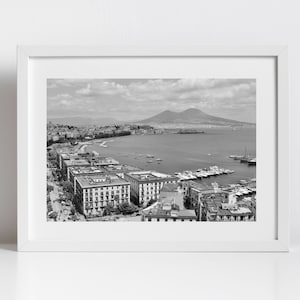 Naples Black And White Photography Print Mount Vesuvius Poster