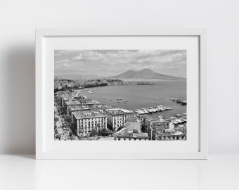 Naples Black And White Photography Print Mount Vesuvius Poster