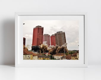 Glasgow Red Road Flats Demolition Brutalist Photography Print