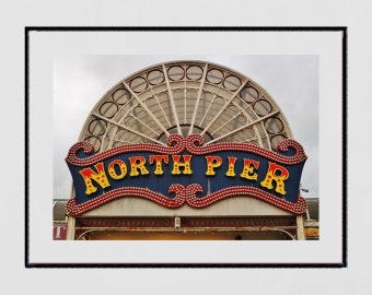 Blackpool Poster North Pier British Seaside Retro Photography Print
