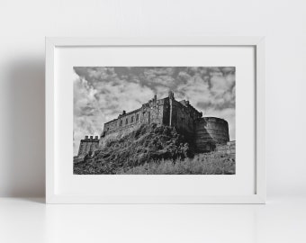 Edinburgh Castle Black And White Photography Print