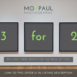 May include: Three framed images on a white wall. The first image has the number 3 in green text. The second image has the word "for" in green text. The third image has the number 2 in green text. The text below the images reads "BUY ANY THREE PRINTS FOR THE PRICE OF TWO". The text below that reads "LINK TO THIS OFFER IS IN LISTING DESCRIPTION".