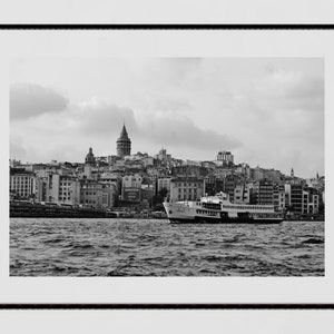 Istanbul Galata Tower Eminonu Black And White Photography Print Wall Art