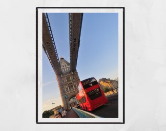 London Tower Bridge Red Bus Photography Print