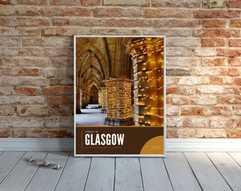 Glasgow University Cloisters Photography Poster, Glasgow Print