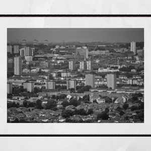 Glasgow Skyline Black And White Photography Poster