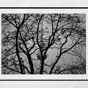 Berlin TV Tower Black And White Wall Art