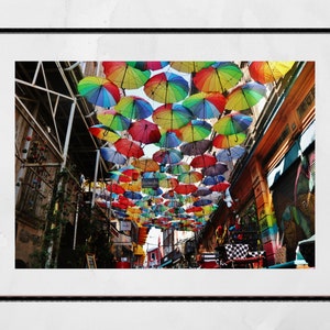 Istanbul Umbrellas Street Karakoy Photography Print Colourful Wall Art