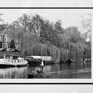 Cambridge Punting Black And White Photography Poster