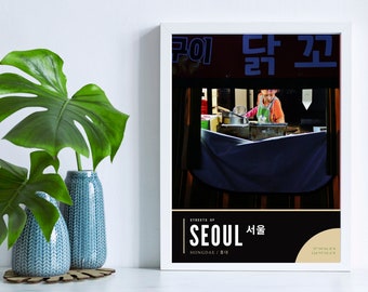 Streets of Seoul South Korea, Hongdae Food Market Art Print
