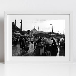 Istanbul Eminönü Schwarz Weiß Fotografie Druck Poster