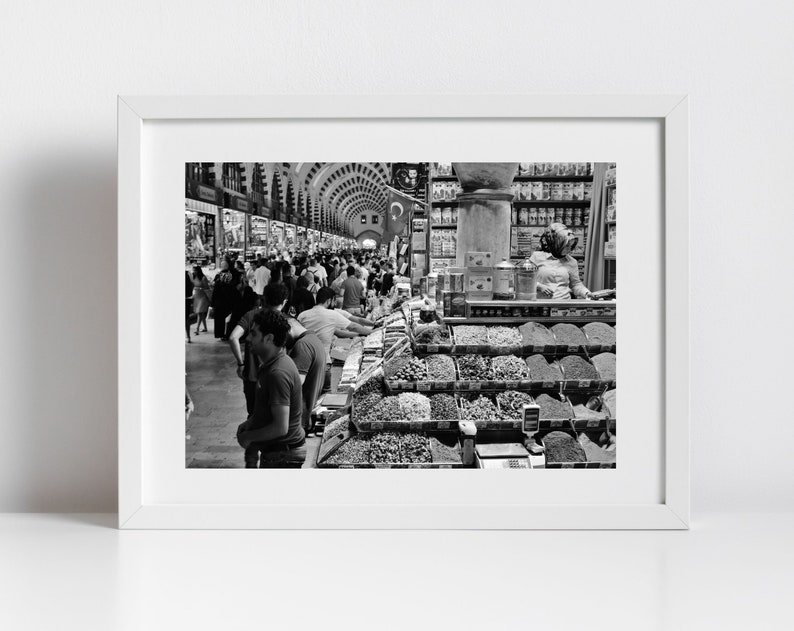 Turkey Istanbul Spice Bazaar Black And White Photography Print image 1