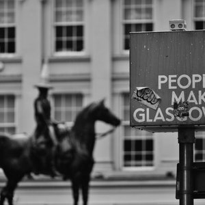 People Make Glasgow Duke Of Wellington Black And White Print image 3