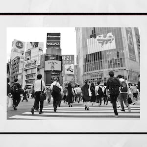 Shibuya Crossing Tokyo Japan Black And White Photography Print