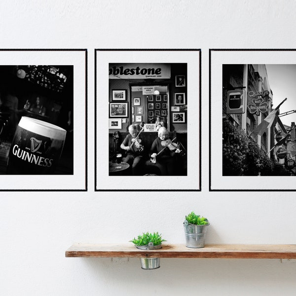 Dublin Irish Pub Black And White Photography Prints Gallery Wall Set Of Three