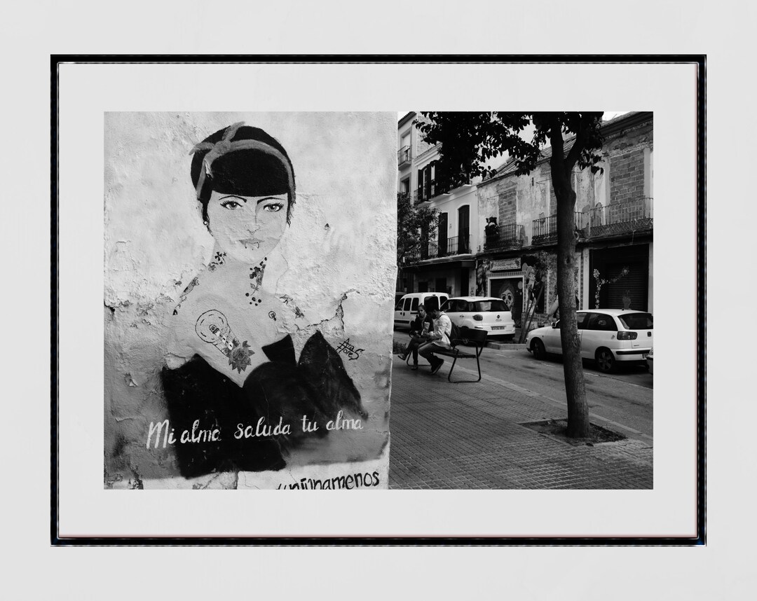 Malaga Street Art Black and White Photography Poster - Etsy