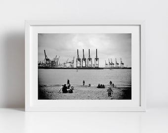 Hamburg Poster zwart-wit stedelijke fotografie afdrukken