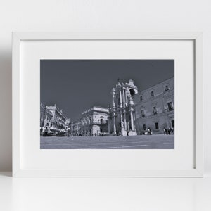 Piazza Del Duomo Syracuse Black And White Photography Print
