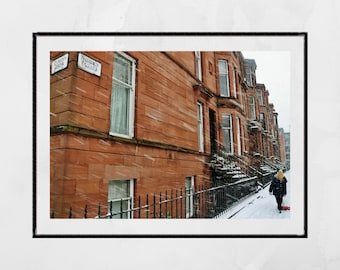 Glasgow South Side Tenements Snow Photography Print