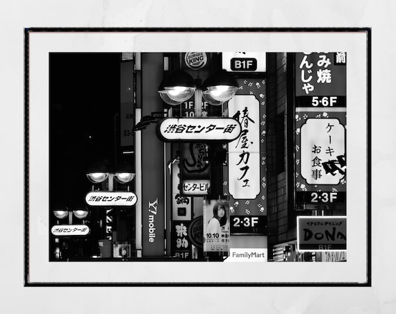 Tokyo Shibuya Black and White Wall Art Poster - Etsy