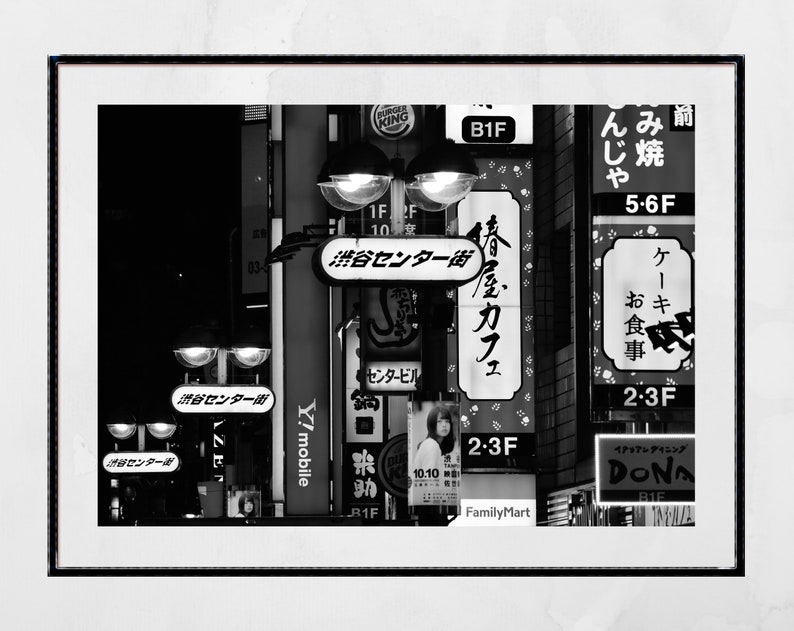 Tokyo Shibuya Black and White Wall Art Poster Etsy UK