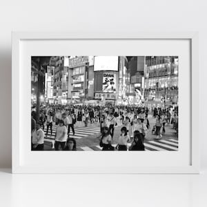 Shibuya Crossing Tokyo Black And White Photography Print
