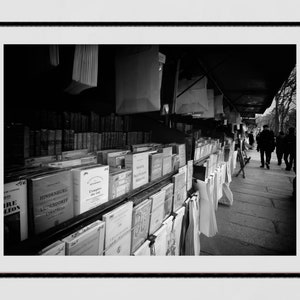 Paris Bouquinistes Black And White Photography Print