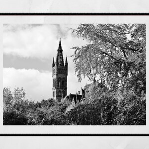 Glasgow Universität schwarz weiß Fotografie Druck