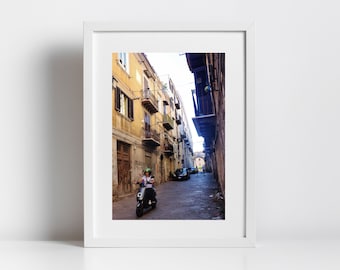 Palermo Sicily Print Street Photography Woman On Moped Poster