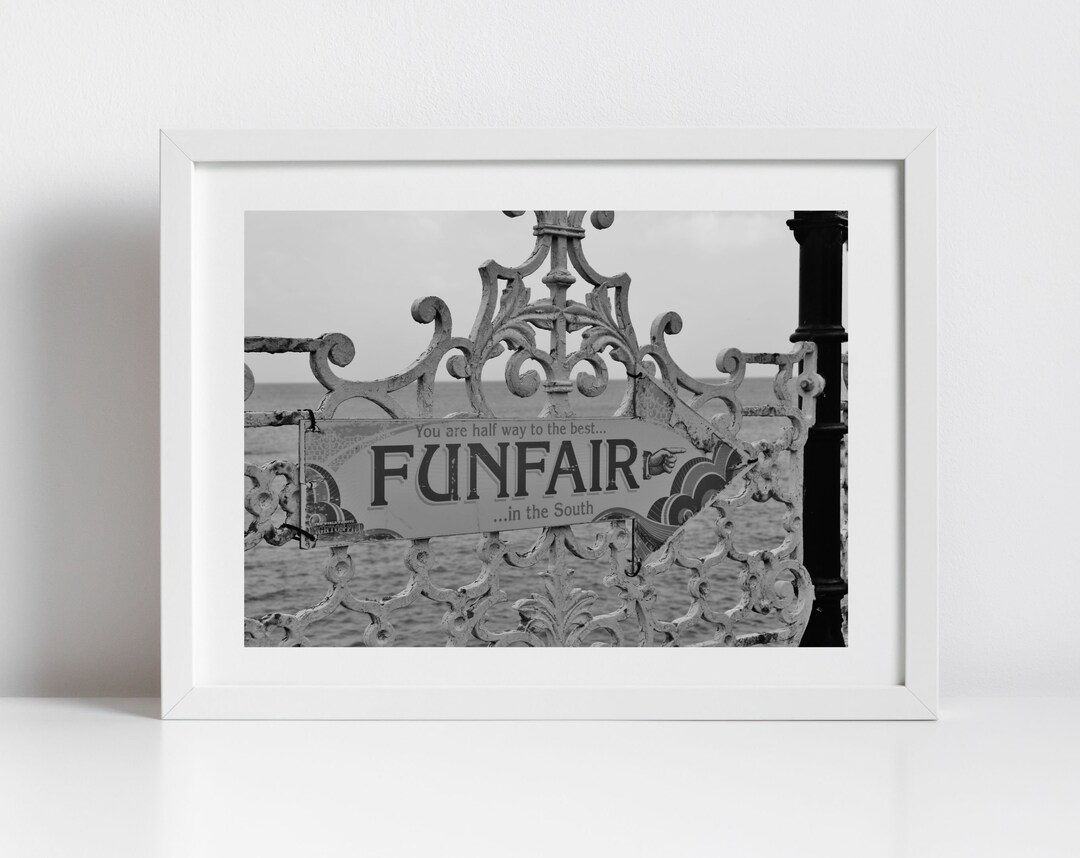 Funfair Sign Brighton Palace Pier Black and White Print - Etsy