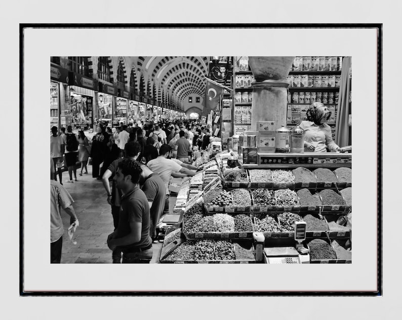 Turkey Istanbul Spice Bazaar Black And White Photography Print image 2