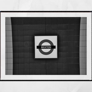 London Underground Black And White Poster Brixton Tube Station Wall Art