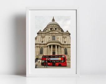 St Paul's Cathedral Art London Red Bus Print