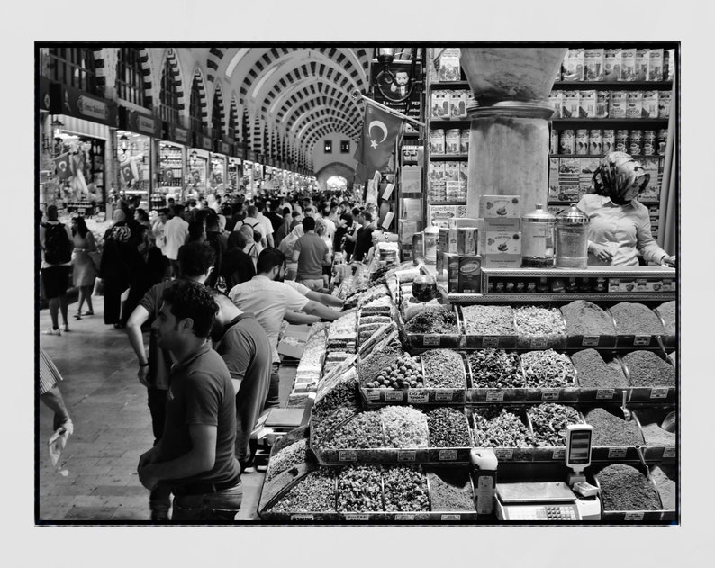 Turkey Istanbul Spice Bazaar Black And White Photography Print image 4