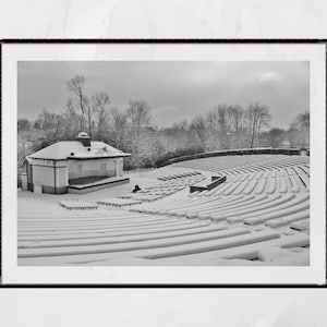Glasgow Kelvingrove Park Bandstand Snow Black And White Photography Print