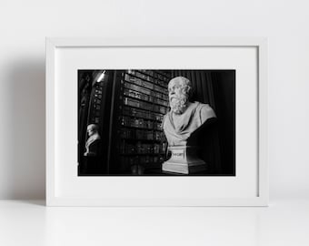 Socrates Black And White Print The Long Room Trinity College Dublin Wall Art