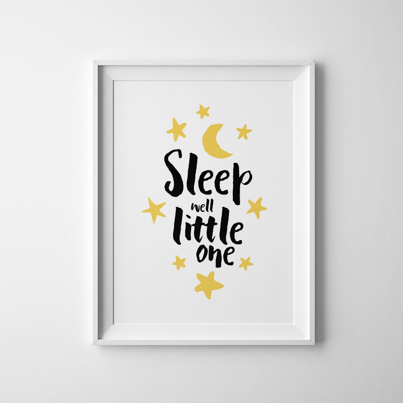 Sleep Well Little One Nursery Printable Poster Wall Art Etsy
