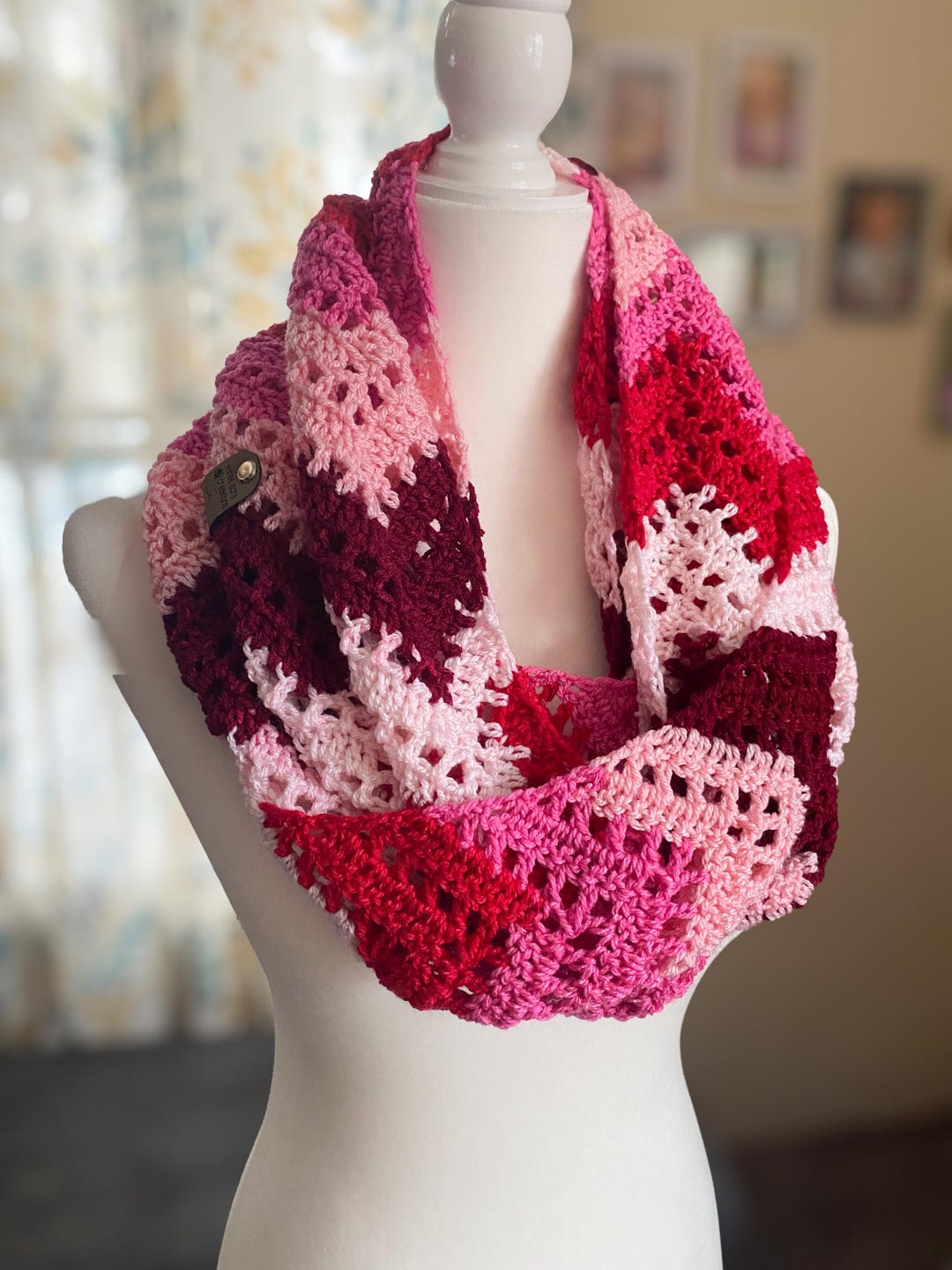Lacy Crochet Infinity Scarf With Chevron Pattern - Etsy