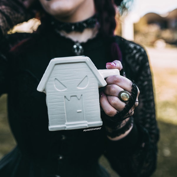 Cute Spooky House Coffee Mug White