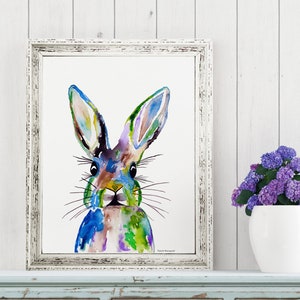 Bunny Print Bunny Painting Bunny Gift Bunny Wall Decor Rabbit Painting Rabbit Print by Rachel Marquardt Art image 2