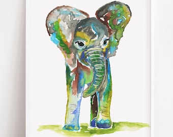 Baby Elephant Print | Elephant Gifts | Baby Elephant Nursery Art | Elephant Decor | Baby Elephant Art by Rachel Marquardt Art