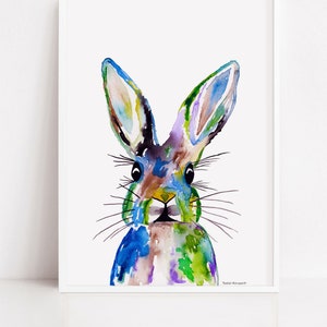 Bunny Print Bunny Painting Bunny Gift Bunny Wall Decor Rabbit Painting Rabbit Print by Rachel Marquardt Art image 1